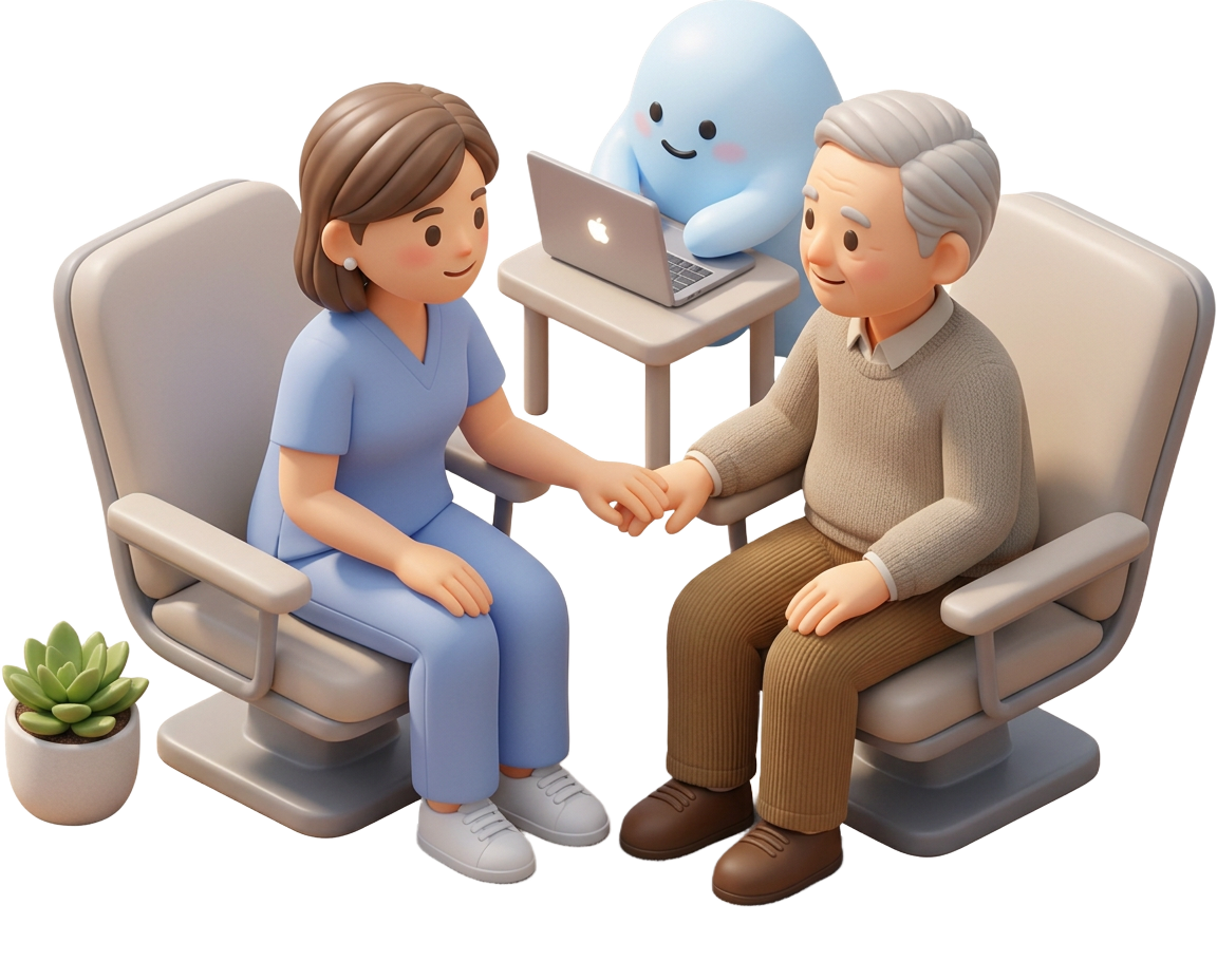 A nurse talking face to face with a patient