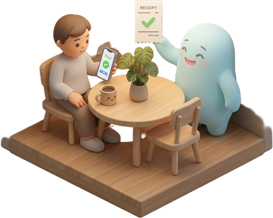 Iris helps a patient review a payment on her phone.